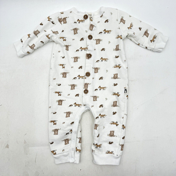 Rabbit & Bear Organic Cotton One-Piece Sleeper Size 6-9Mo Woodland Creatures - Picture 1 of 5